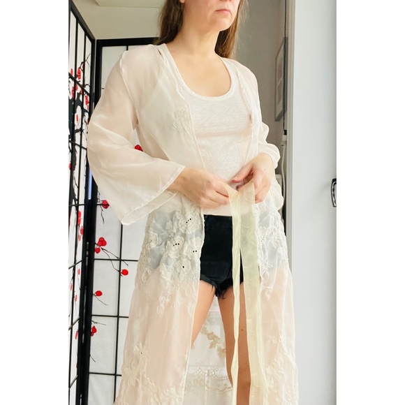 McClintock Sheer Sleeve Floral Embroidery Long Intimates - Picture 8 of 14